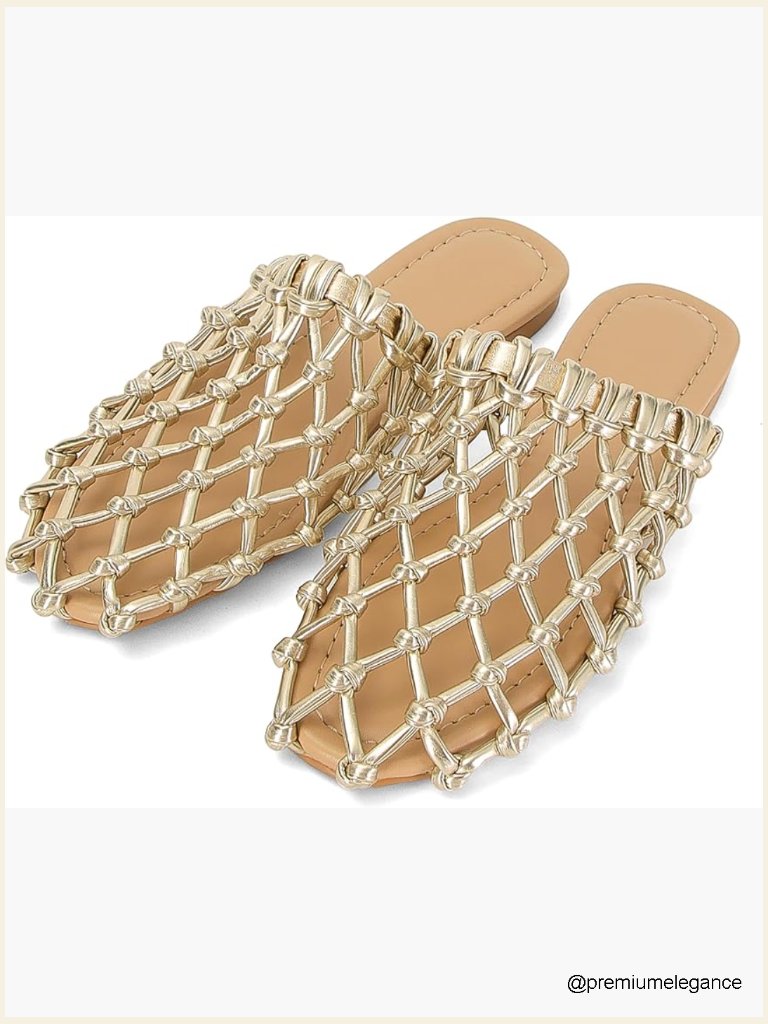 Woven Mesh Flat Sandals Braided Slip On Dressy Summer